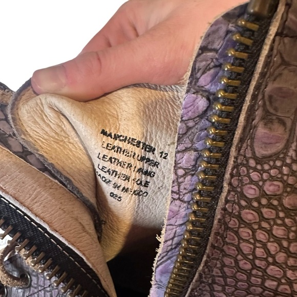 Freebird by Lace Up Manchester Lilac Croc Combat Boots Size 12 - Picture 12 of 12